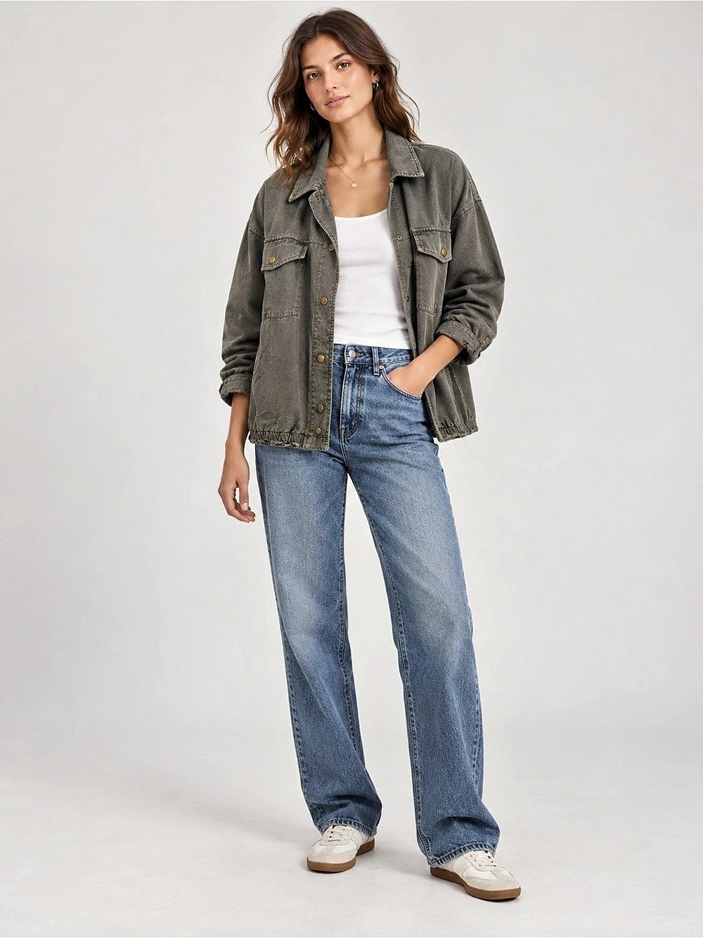 Gentle Fawn Grey/Green Utility Jacket XS